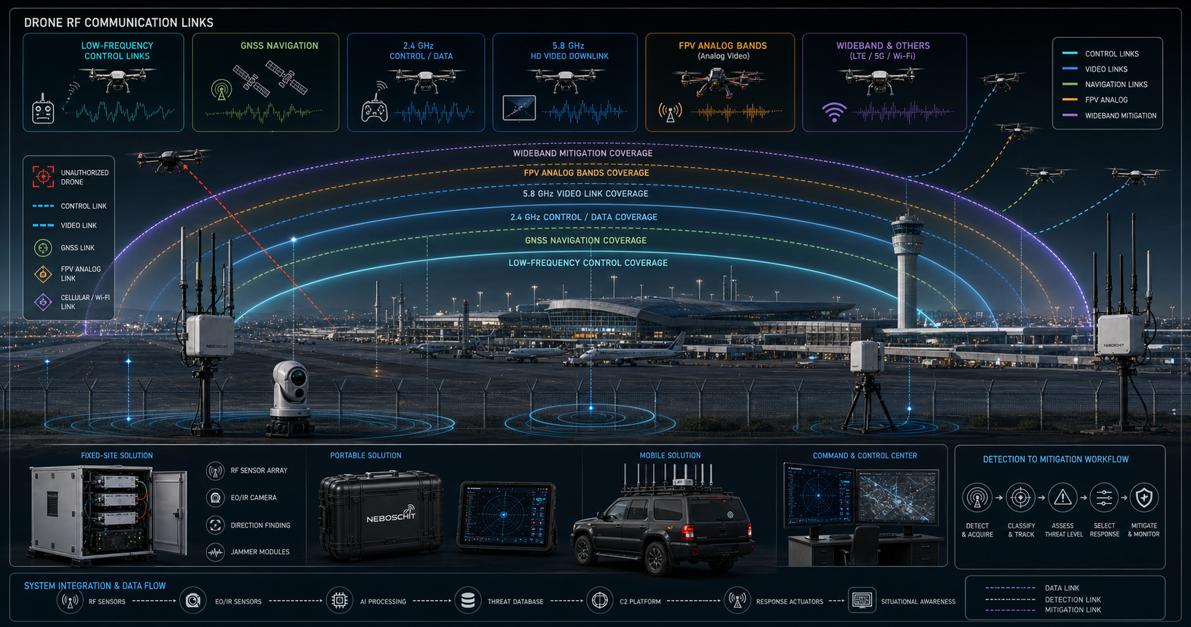 Drone RF Frequency Coverage Diagram