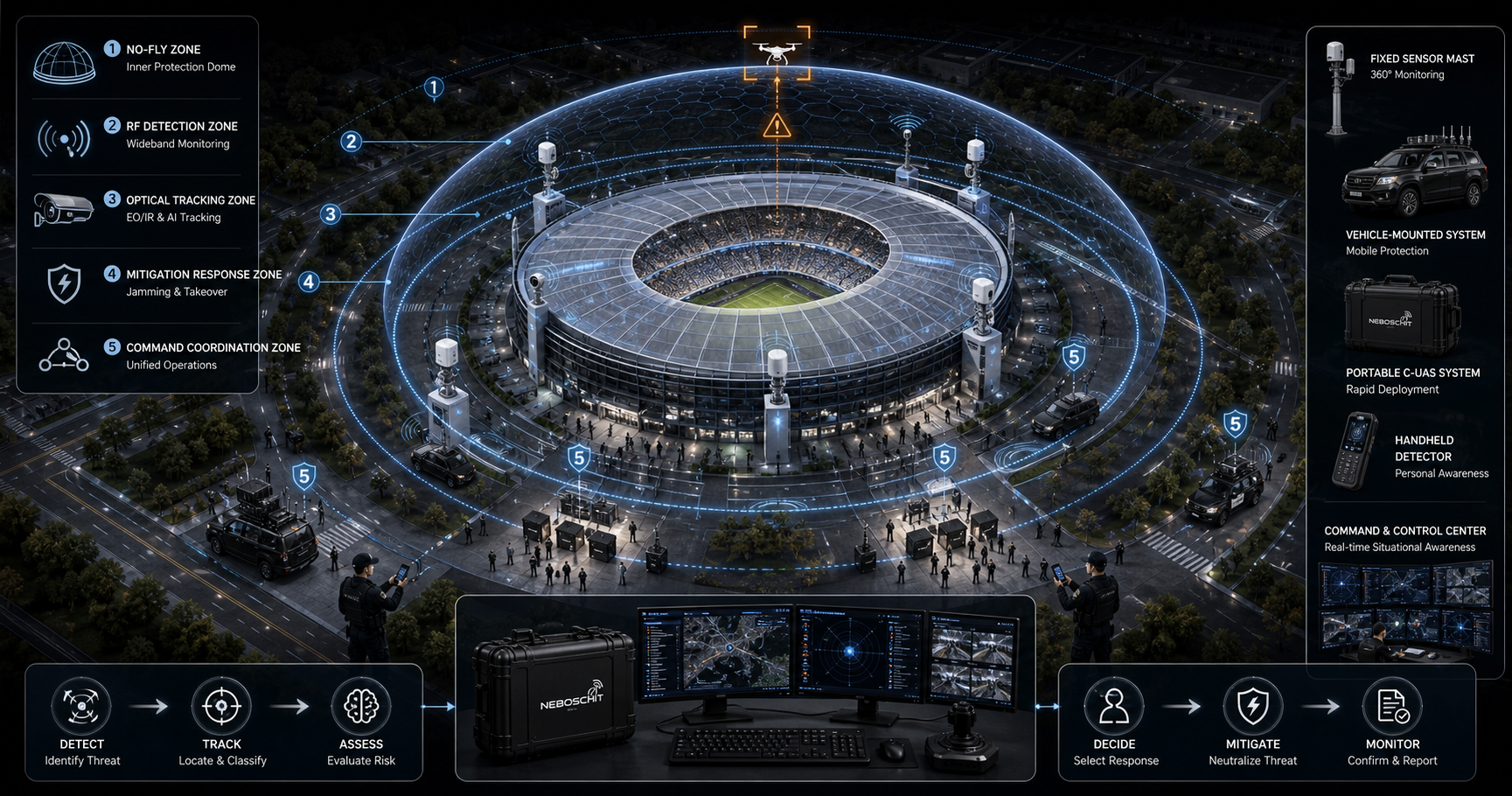 Stadium Drone Security Coverage Zones